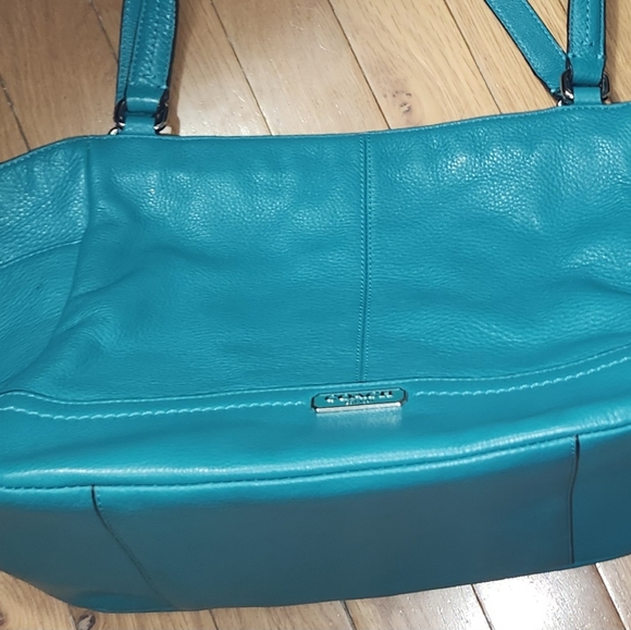 COACH F23284 PARK LEATHER CARRIE TOTE TEAL smoke free Environment GREAT FIND - Picture 10 of 10